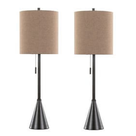 2 LumiSource Cone Oil Bronze Grey 29.5 Inch Buffet Lamps