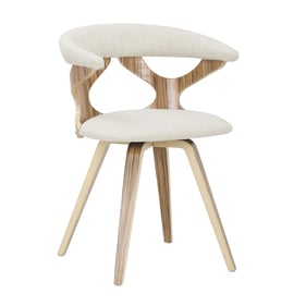 LumiSource Gardenia Zebra Wood Cream Swivel Dining Chair