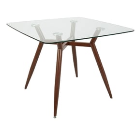 LumiSource Clara Walnut Clear Square Dining Table