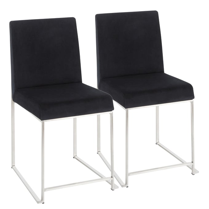 2 LumiSource Fuji Black High Back Dining Chairs LUMI-DC-HBFUJI-SSVBK2