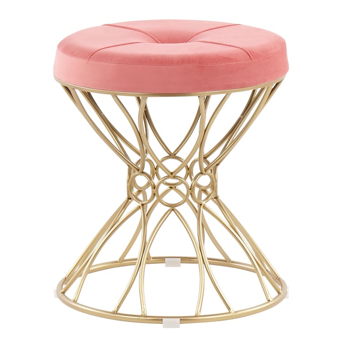 LumiSource Jasmine Pink Vanity Stool LUMI-B18-JASMINE-AUVPK