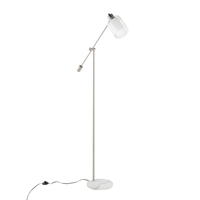 LumiSource Marcel White Nickel Floor Lamp LUMI-L-MARCLFL-NIW