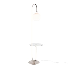 LumiSource Trombone Nickel White Floor Lamp