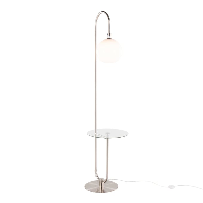 LumiSource Trombone Nickel White Floor Lamp LUMI-L-TROMBONE-NIW