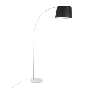 LumiSource March Nickel Black Linen Floor Lamp