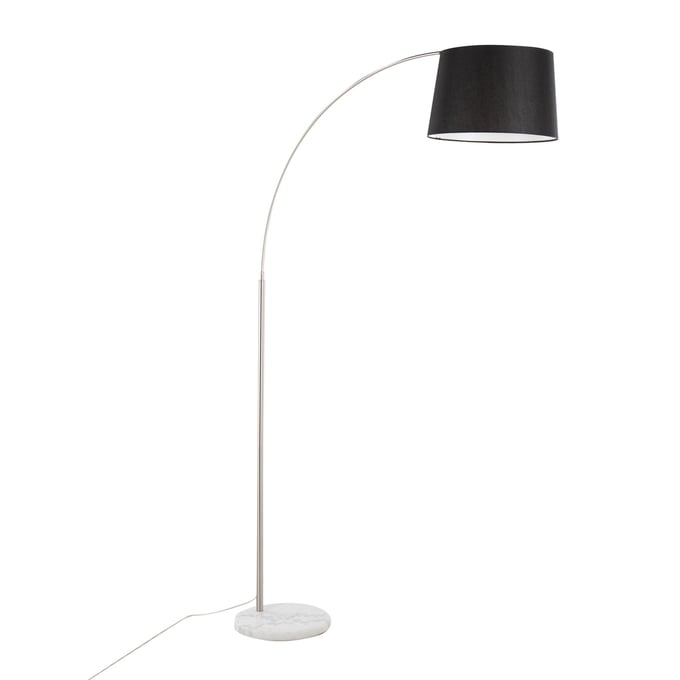 LumiSource March Nickel Black Linen Floor Lamp LUMI-LFL-MARCH-WMNIBK