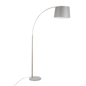 LumiSource March Nickel Grey Linen Floor Lamp