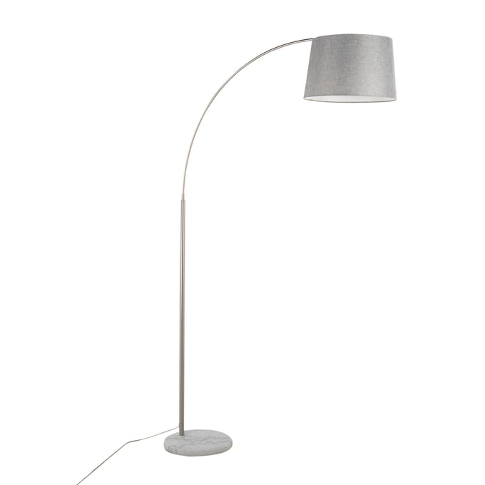 LumiSource March Nickel Grey Linen Floor Lamp LUMI-LFL-MARCH-WMNIGY