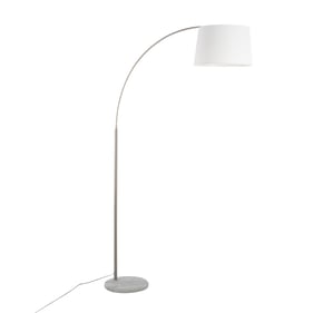 LumiSource March Nickel White Linen Floor Lamp