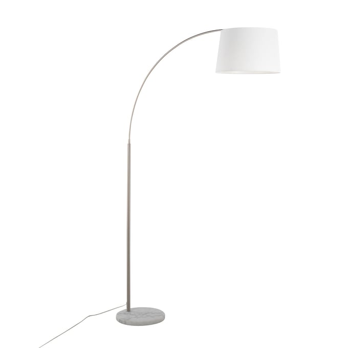 LumiSource March Nickel White Linen Floor Lamp LUMI-LFL-MARCH-WMNIW