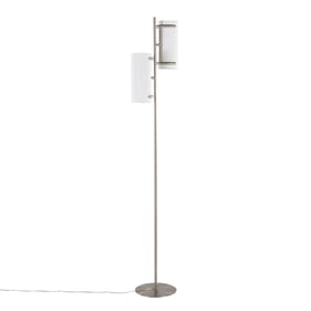 LumiSource Rhonda Brushed Nickel White Floor Lamp