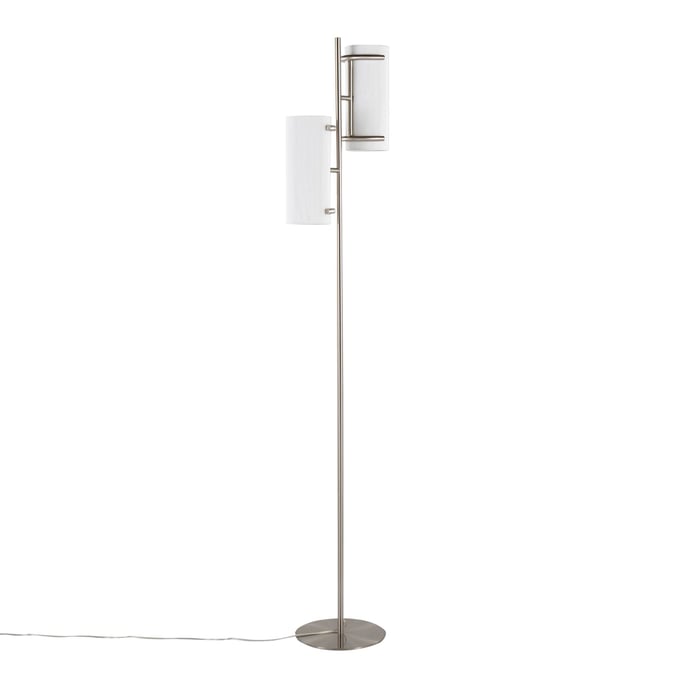 LumiSource Rhonda Brushed Nickel White Floor Lamp LUMI-LFL-RHONDA-NIW