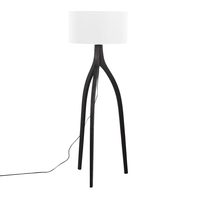 LumiSource Wishbone White Black Floor Lamp LUMI-LFL-WSHBNFL2-BKW