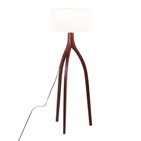 LumiSource Wishbone Walnut White Floor Lamp