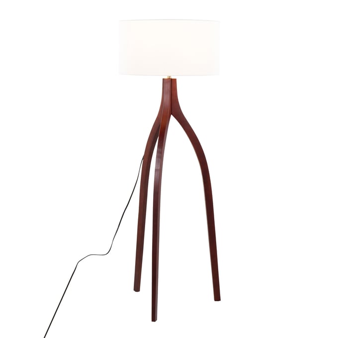 LumiSource Wishbone Walnut White Floor Lamp LUMI-LFL-WSHBNFL2-WLW