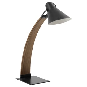 LumiSource Noah Walnut Black Table Lamp