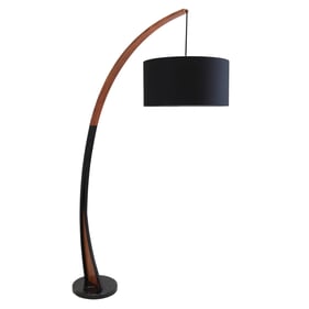 LumiSource Noah Walnut Black Floor Lamp