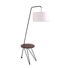 LumiSource Stork Walnut White Floor Lamp