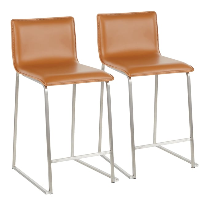 2 LumiSource Mara Camel Inch Counter Stools LUMI-B26-MARAUP-SSCAM2