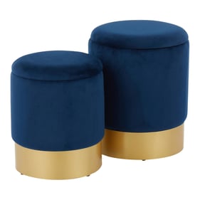 LumiSource Marla Blue Nesting Ottoman Set