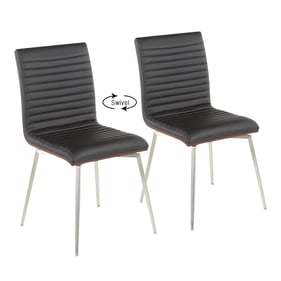 2 LumiSource Mason Black Swivel Dining Chairs