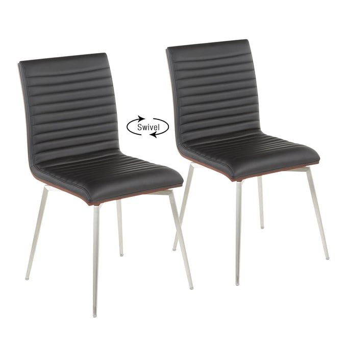 2 LumiSource Mason Black Swivel Dining Chairs LUMI-CH-MSNSWV-WLBK2