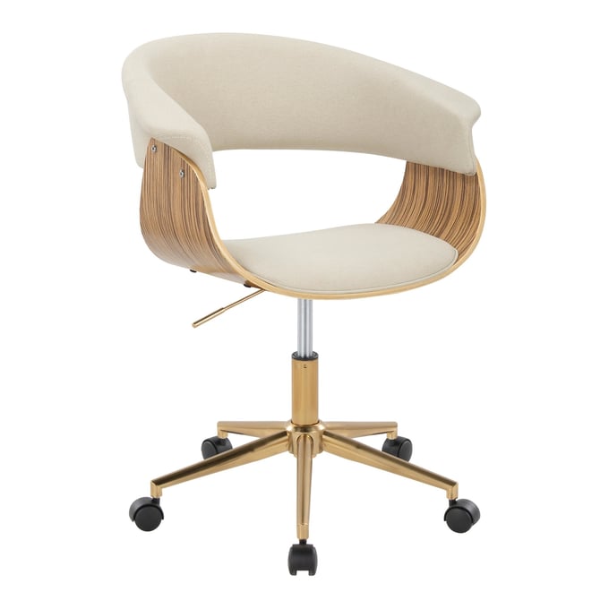 LumiSource Vintage Mod Zebra Wood Cream Office Chair LUMI-OC-VMOFB1-AUZBCR1