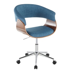 LumiSource Vintage Mod Walnut Blue Office Chair