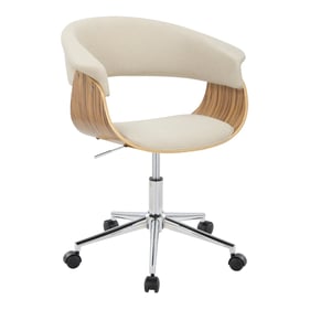 LumiSource Vintage Mod Zebra Wood Cream Fabric Office Chair