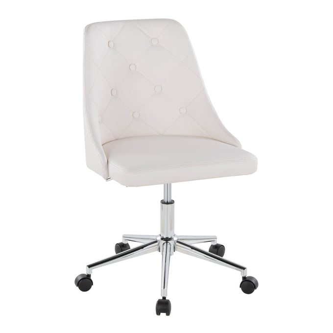 LumiSource Marche Chrome White Swivel Task Chair LUMI-OFC-MARCHEPU-5CSTR1-CHRW1