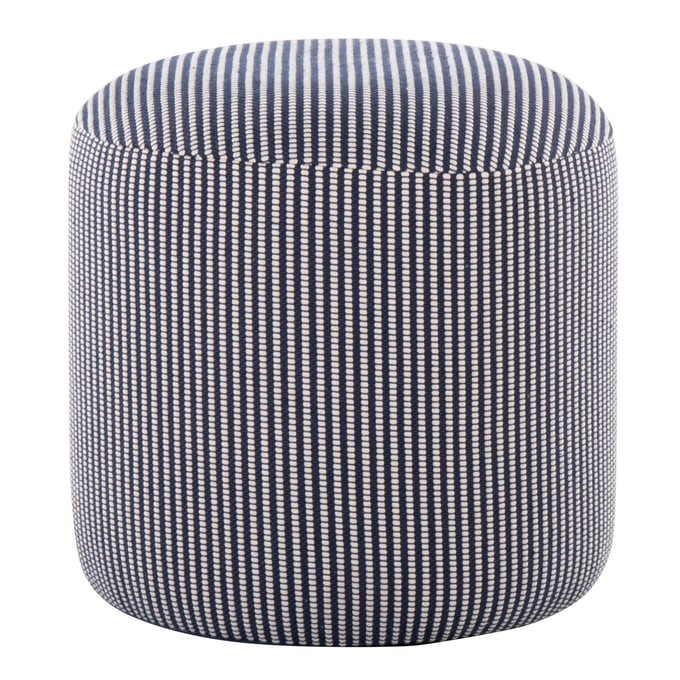 LumiSource Blue White Round Pouf LUMI-OT-POUF16RND-BUW