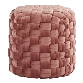 LumiSource Braided Blush Pink Round 16 Inch Ottoman