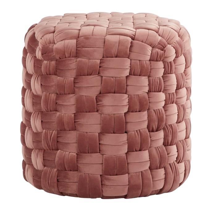 LumiSource Braided Blush Pink Round 16 Inch Ottoman LUMI-OT-RNDBRD16-VPK