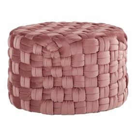 LumiSource Braided Blush Pink Round 24 Inch Ottoman