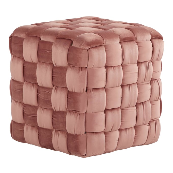 LumiSource Braided Blush Pink Square 16 Inch Ottoman LUMI-OT-SQBRAID16-VPK