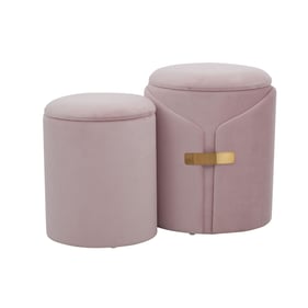 LumiSource Dahlia Blush Pink Nesting Ottoman Set