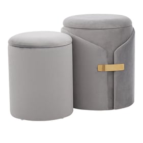 LumiSource Dahlia Silver Nesting Ottoman Set