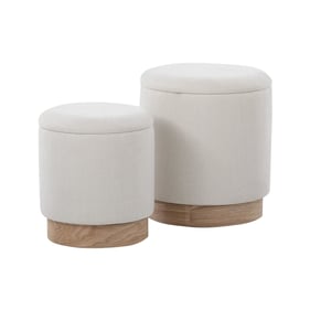 LumiSource Marla Cream Fabric Nesting Ottoman Set