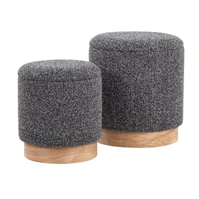 LumiSource Marla Natural Black Nesting Ottoman Set