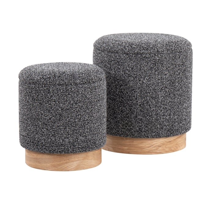 LumiSource Marla Natural Black Nesting Ottoman Set LUMI-OT2-MARLATERRY-NABK