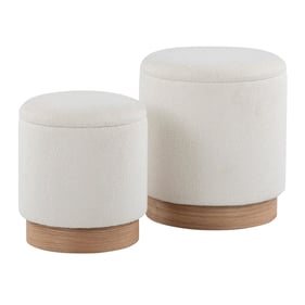 LumiSource Marla Natural Cream Nesting Ottoman Set