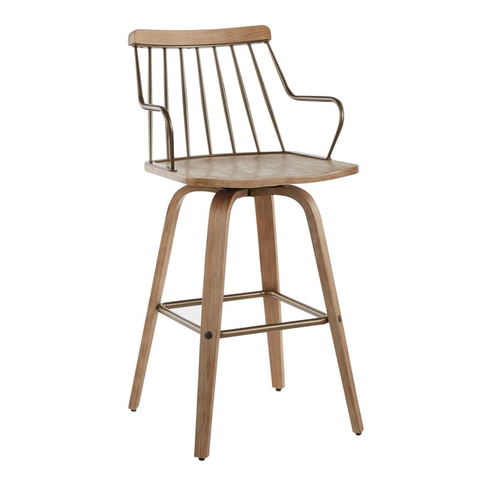 LumiSource Preston White Washed Counter Stool LUMI-B26-PRESTON-WWANCU