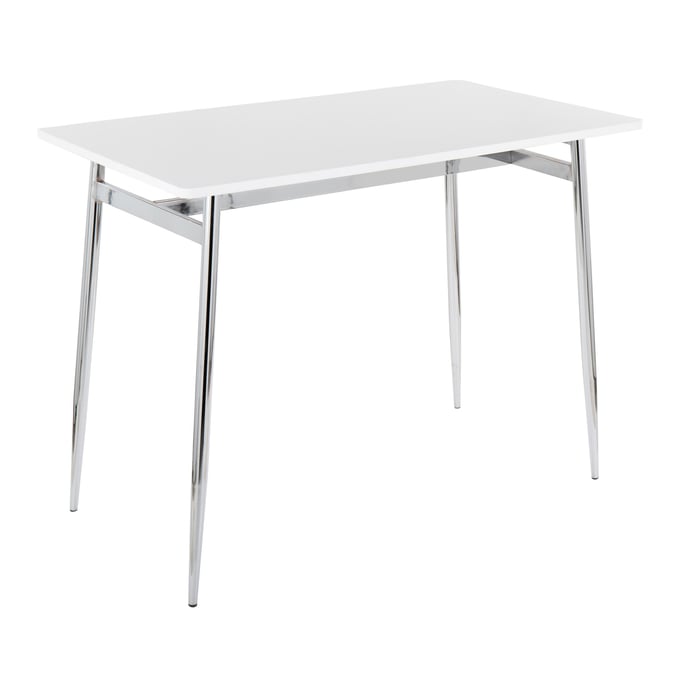 LumiSource Marcel White Chrome Counter Table LUMI-T36-MARCEL1-CHRW1