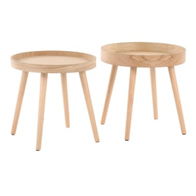 LumiSource Pebble Natural Side Table Set