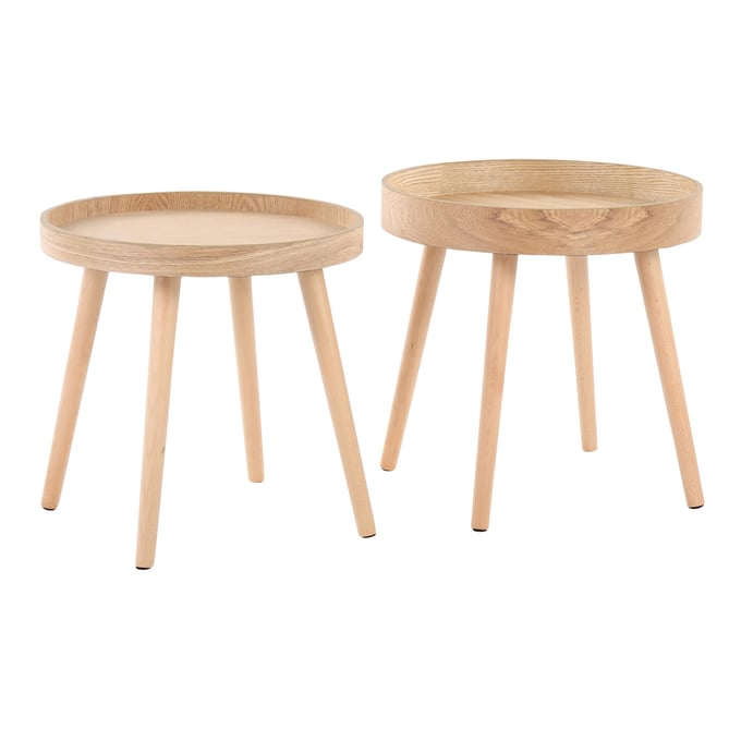 LumiSource Pebble Natural Side Table Set LUMI-TE2-PEBBLE-NA