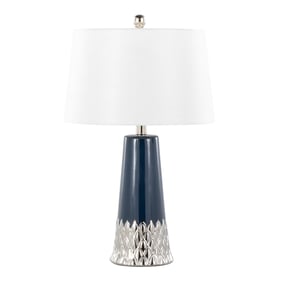 LumiSource Penelope Dark Blue Silver White 22 Inch Table Lamp