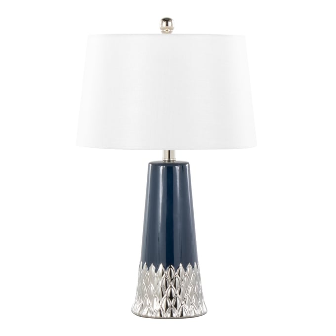 LumiSource Penelope Dark Blue Silver White 22 Inch Table Lamp LUMI-TL22-PNLPE-DBUSVW