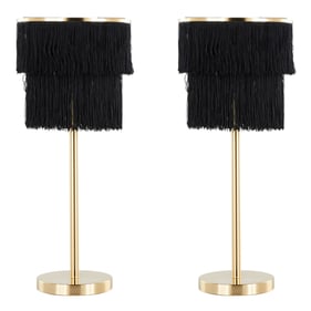 2 LumiSource Fringe Royal Gold Black 25 Inch Buffet Lamps