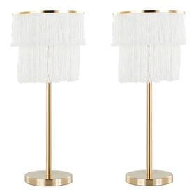 2 LumiSource Fringe Royal Gold White 25 Inch Buffet Lamps