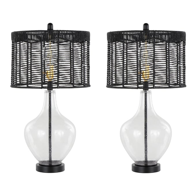 2 LumiSource Jenna Matte Black 26 Inch Table Lamps LUMI-TL26-JENNA-RP-CLBKBK2